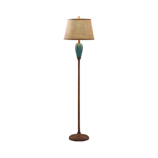 Retro Red Urn Porcelain and Cylinder Fabric Floor Lamp Zawala Image - 7