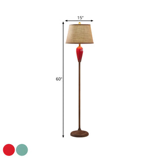 Retro Red Urn Porcelain and Cylinder Fabric Floor Lamp Zawala #size