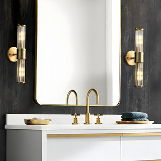 Vintage Ribbed Glass Bathroom Mirror Vanity Light Zawala Image - 2