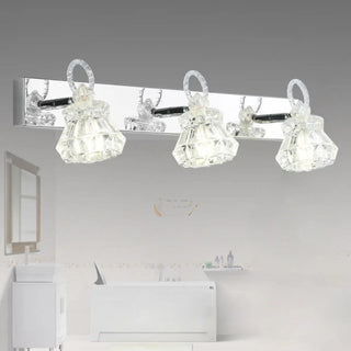 3-Light Exquisite Diamond Glass Silver Vanity Light Zawala Image - 7