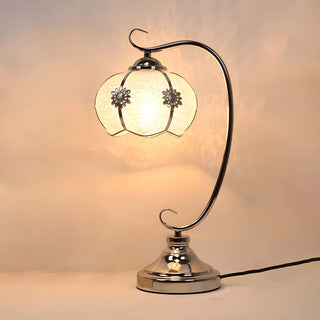Elegant Dome Glass Shade Curved Metal Arm Table Lamp Zawala Image - 13