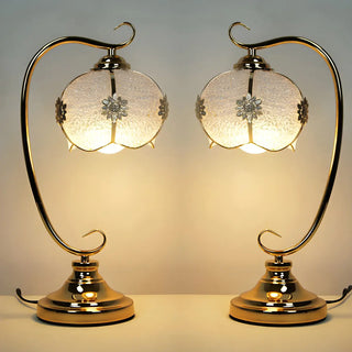 Elegant Dome Glass Shade Curved Metal Arm Table Lamp Zawala Image - 14