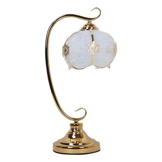 Elegant Dome Glass Shade Curved Metal Arm Table Lamp Zawala Image - 17