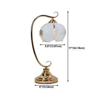 Elegant Dome Glass Shade Curved Metal Arm Table Lamp Zawala #size