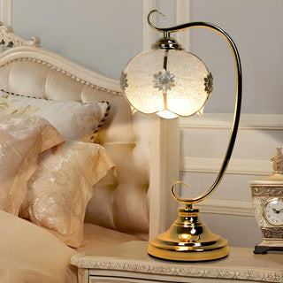 Elegant Dome Glass Shade Curved Metal Arm Table Lamp Zawala Image - 5