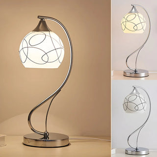 Simple Gooseneck Floral Glass Shade Metal Table Lamp Zawala Image - 10