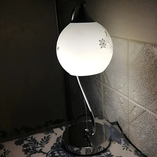 Simple Gooseneck Floral Glass Shade Metal Table Lamp Zawala Image - 12