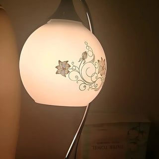 Simple Gooseneck Floral Glass Shade Metal Table Lamp Zawala Image - 13