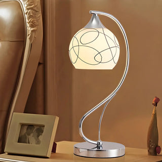 Simple Gooseneck Floral Glass Shade Metal Table Lamp Zawala Image - 2