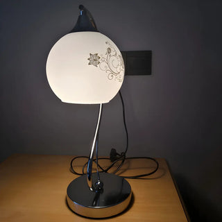 Simple Gooseneck Floral Glass Shade Metal Table Lamp Zawala Image - 4