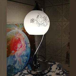 Simple Gooseneck Floral Glass Shade Metal Table Lamp Zawala Image - 5