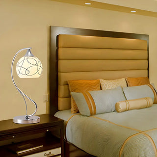Simple Gooseneck Floral Glass Shade Metal Table Lamp Zawala Image - 6