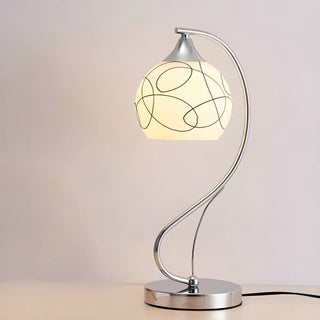 Simple Gooseneck Floral Glass Shade Metal Table Lamp Zawala Image - 7