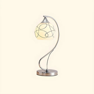 Simple Gooseneck Floral Glass Shade Metal Table Lamp Zawala Image - 9