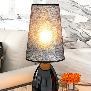 Elegant Black Barrel Shade Table Lamp with Touch Switch Zawala Image - 11