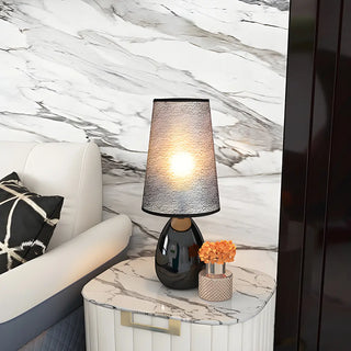 Elegant Black Barrel Shade Table Lamp with Touch Switch Zawala Image - 6