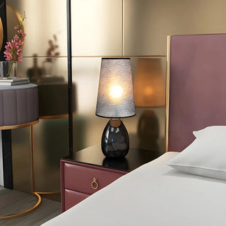 Elegant Black Barrel Shade Table Lamp with Touch Switch Zawala Image - 7