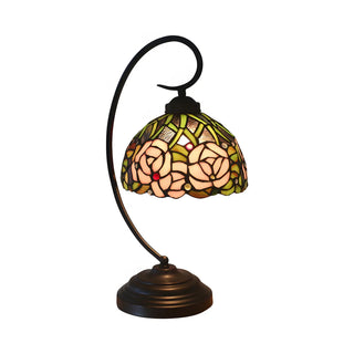 Tiffany Dome Stained Glass Rose Pattern Desk Lamp Zawala Image - 4