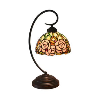 Tiffany Dome Stained Glass Rose Pattern Desk Lamp Zawala Image - 7