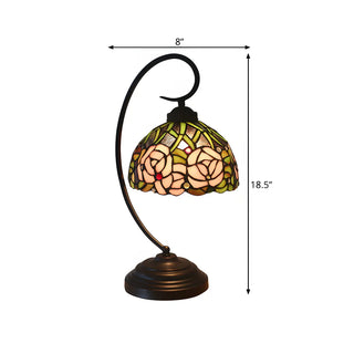 Tiffany Dome Stained Glass Rose Pattern Desk Lamp Zawala #size