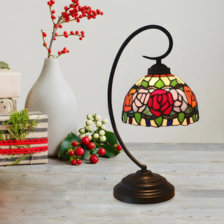 ZOWALA - Tiffany Metal Red Desk Lamp Image - 12