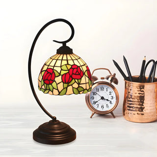 ZOWALA - Tiffany Metal Red Desk Lamp Image - 15