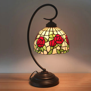 ZOWALA - Tiffany Metal Red Desk Lamp Image - 2
