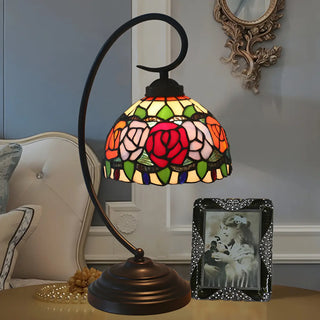 ZOWALA - Tiffany Metal Red Desk Lamp Image - 3