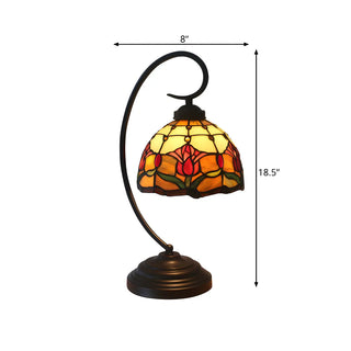 ZOWALA - Tiffany Metal Red Desk Lamp Image - 7