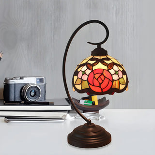 ZOWALA - Tiffany Metal Red Desk Lamp Image - 9