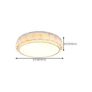 Elegant Round Drum Crystal Flush Mount Ceiling Light Zawala Image - 16