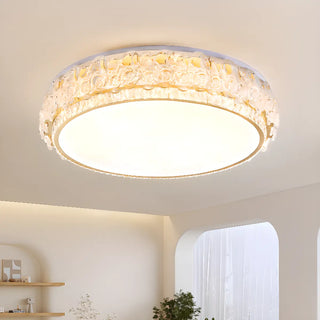 Elegant Round Drum Crystal Flush Mount Ceiling Light Zawala Image - 2