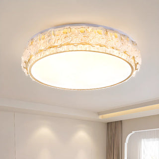 Elegant Round Drum Crystal Flush Mount Ceiling Light Zawala Image - 3