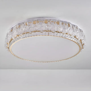 Elegant Round Drum Crystal Flush Mount Ceiling Light Zawala Image - 4