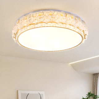 Elegant Round Drum Crystal Flush Mount Ceiling Light Zawala Image - 9