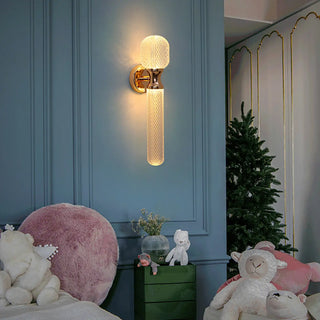 Gold Textured Glass Geometric Bedroom Wall Sconce Zawala Image - 4