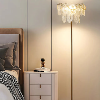Elegant Clear Crystal Shade and Gold Metal Floor Lamp Zawala Image - 1