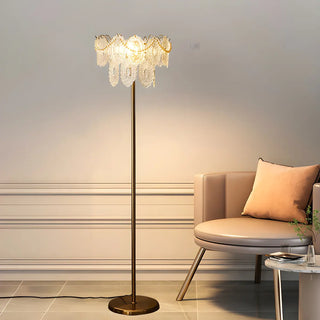 Elegant Clear Crystal Shade and Gold Metal Floor Lamp Zawala Image - 2
