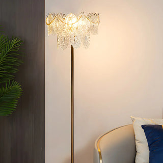 Elegant Clear Crystal Shade and Gold Metal Floor Lamp Zawala Image - 3