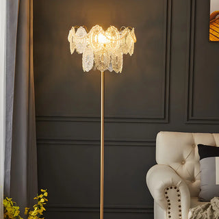 Elegant Clear Crystal Shade and Gold Metal Floor Lamp Zawala Image - 4