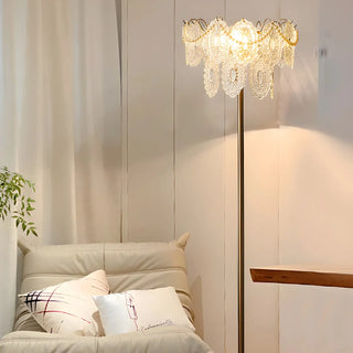 Elegant Clear Crystal Shade and Gold Metal Floor Lamp Zawala Image - 5