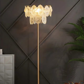 Elegant Clear Crystal Shade and Gold Metal Floor Lamp Zawala Image - 6