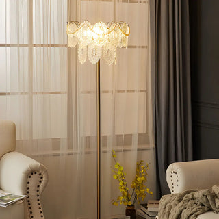 Elegant Clear Crystal Shade and Gold Metal Floor Lamp Zawala Image - 7