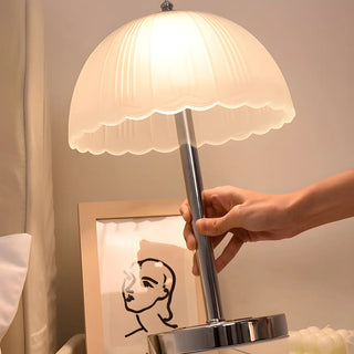 Elegant Umbrella Dome Glass Shade White LED Table Lamp Zawala Image - 10