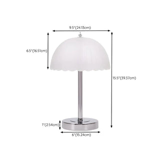 Elegant Umbrella Dome Glass Shade White LED Table Lamp Zawala #size