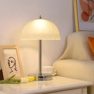 Elegant Umbrella Dome Glass Shade White LED Table Lamp Zawala Image - 3