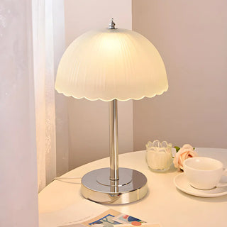 Elegant Umbrella Dome Glass Shade White LED Table Lamp Zawala Image - 5