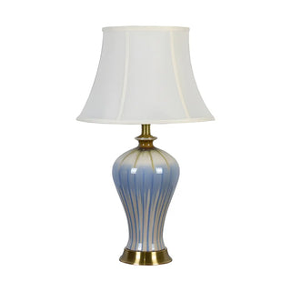 Elegant Fabric Drum Shape Ceramic Vase Table Lamp Zawala Image - 12
