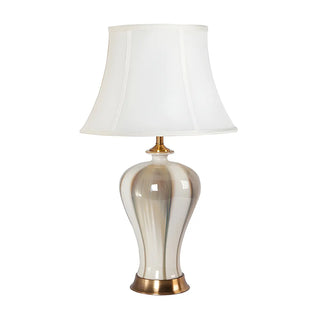 Elegant Fabric Drum Shape Ceramic Vase Table Lamp Zawala Image - 13