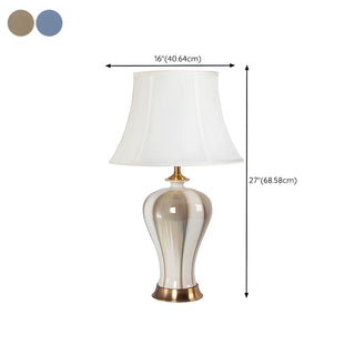 Elegant Fabric Drum Shape Ceramic Vase Table Lamp Zawala #size